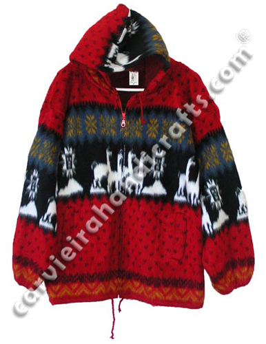 Alpaca sweater jacket red