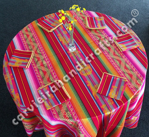 Red round tablecloth